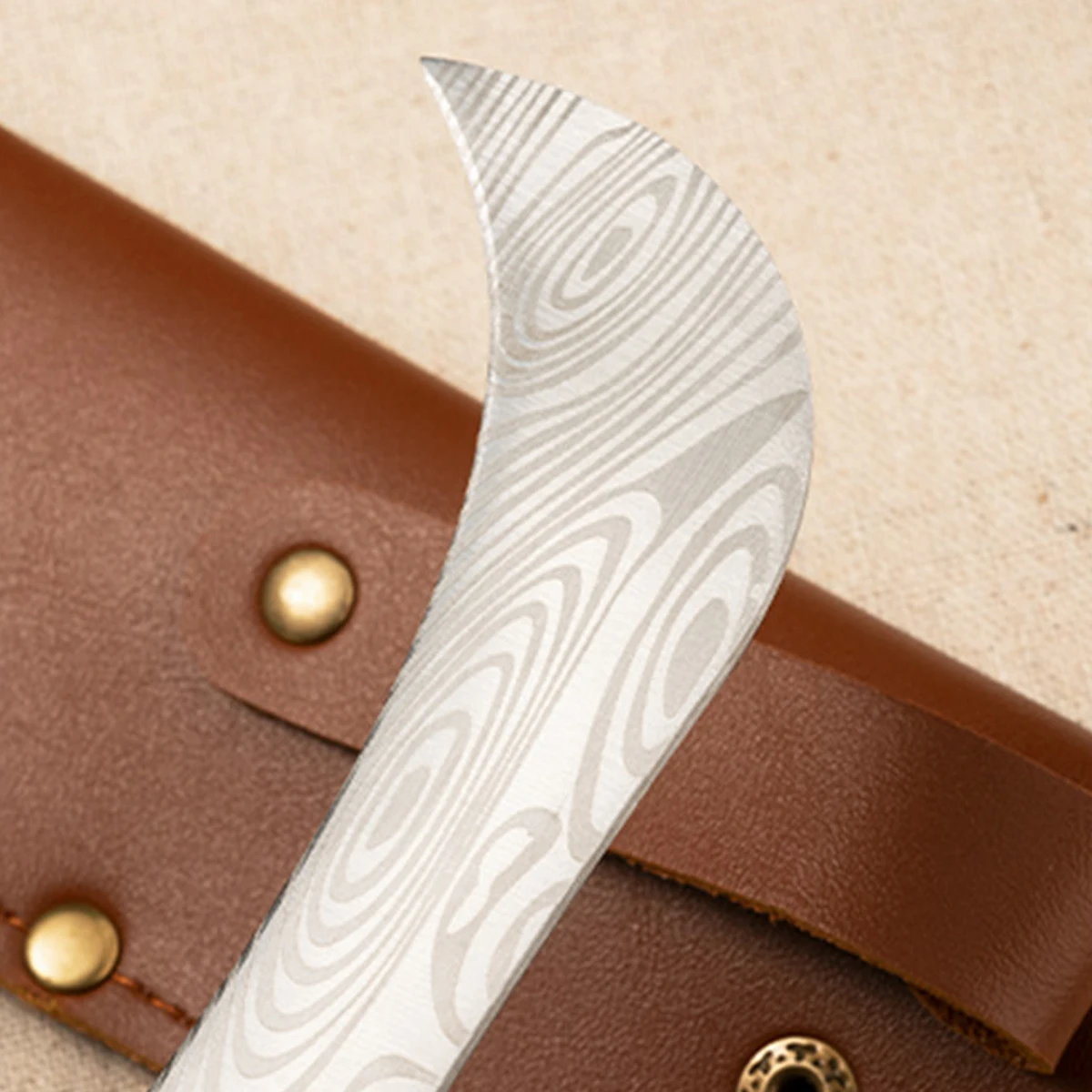 سكين شفرة منحنية دمشق، أداة تقطيع الموز الاحترافية وتقشير الفاكهة، منجل تقشير بمقبض من الخشب الصلب للمطبخ