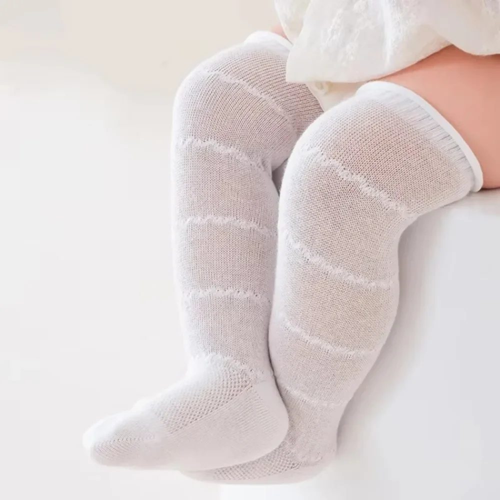 

Новые хлопковые детские ажурные носки, дышащие длинные носки, гольфы принцессы, тонкие дизайнерские сетчатые носки, От 0 до 5 лет