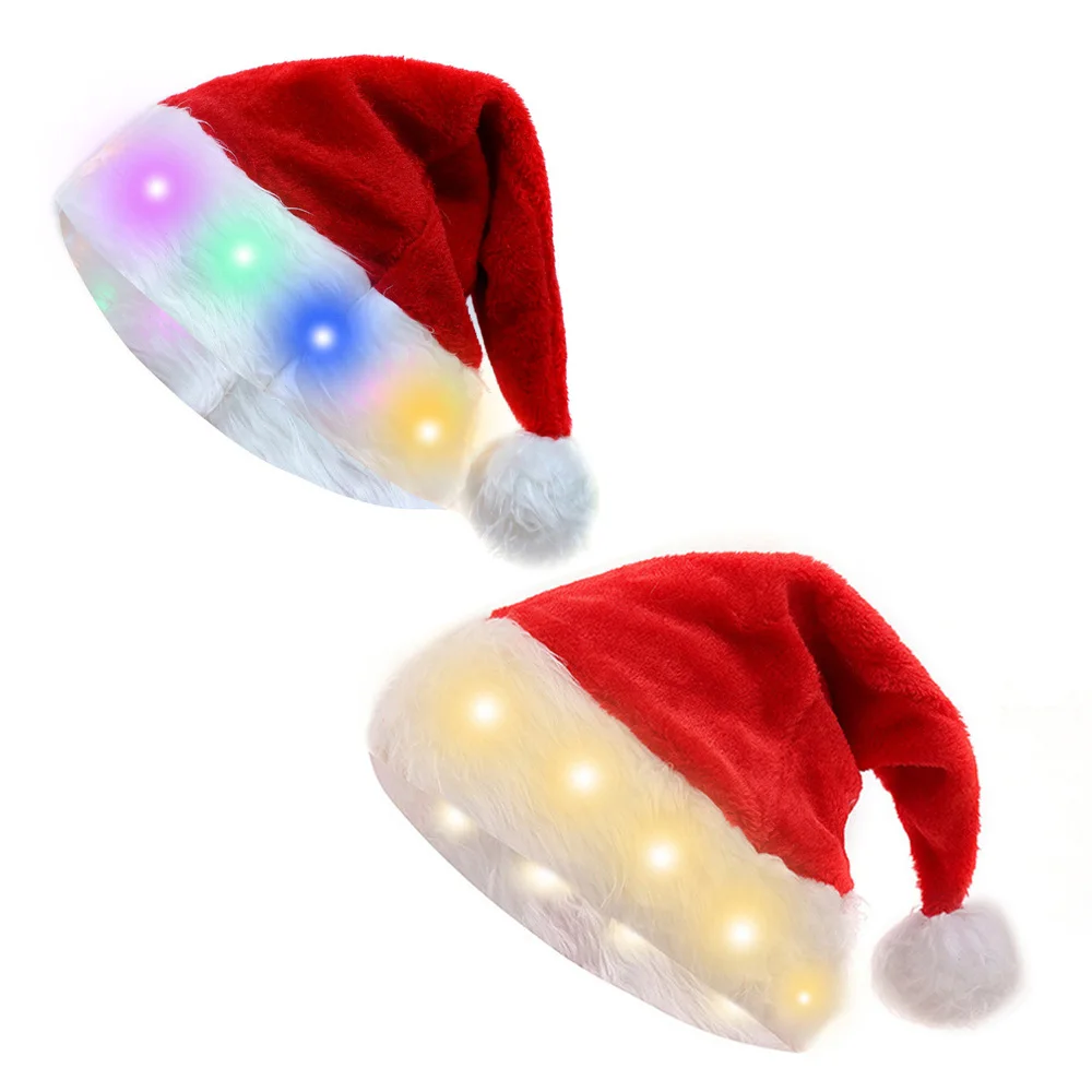 قبعة سانتا LED تضيء قبعة عيد الميلاد للأطفال والكبار، ديكور حفلات عيد الميلاد المضحك، هدية تنكرية للعطلات لمهرجان الشتاء والعام الجديد