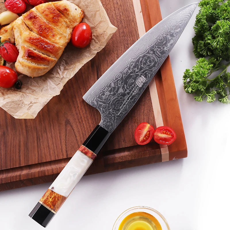 FINDKING Black Rose Series AUS 10 Damascus Steel Knife Set Exquisite Gift 7 PCS Kiritsuke Santoku Nakiri Chef Kitchen Knife Sets