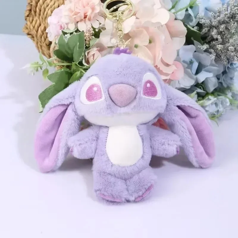 Cartoon Stitch Plush Keychain Soft Toy Cute Stuffed Animal Pendant Gift for Girls  Angel Doll Bag Charm Kids Birthday Present