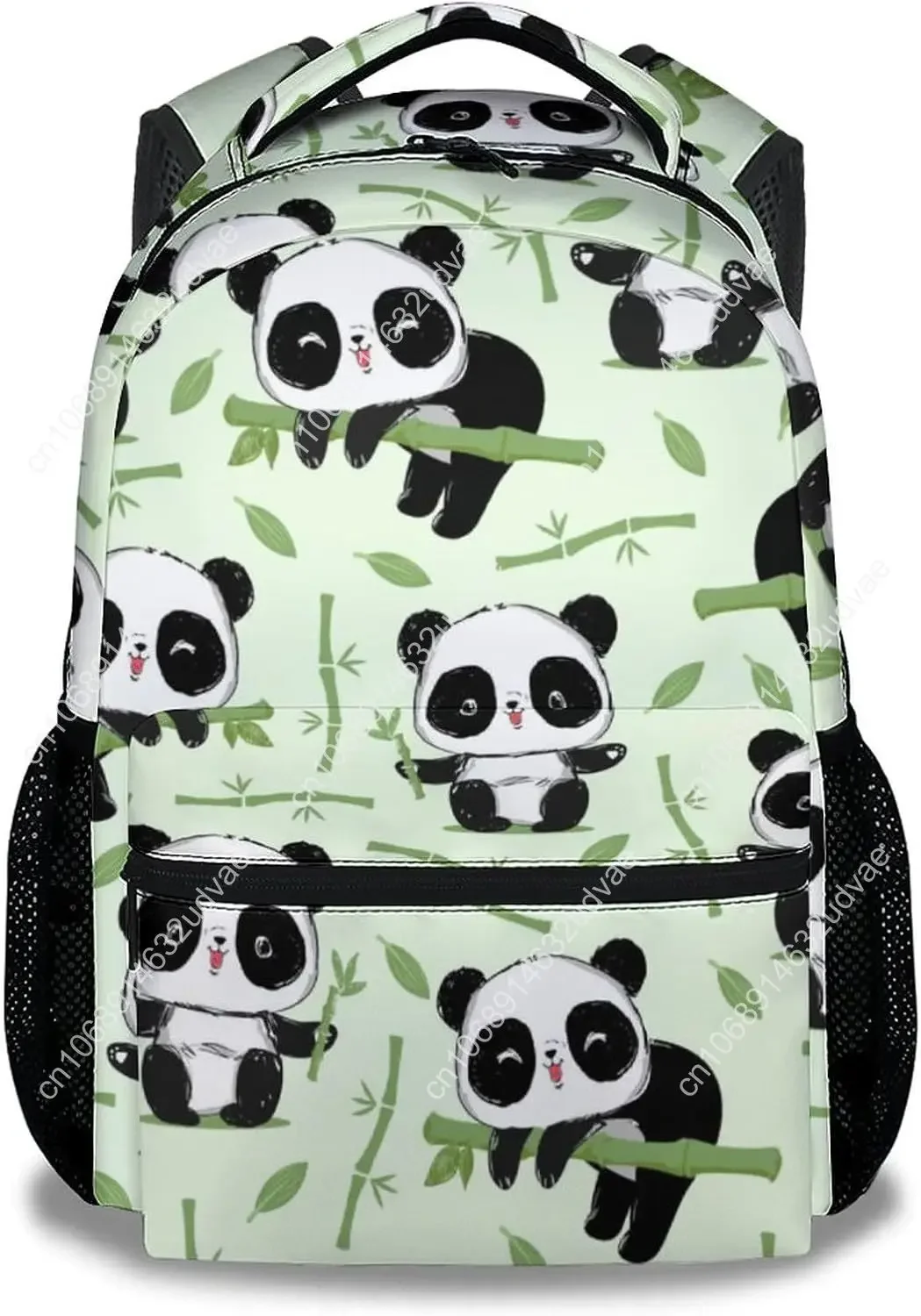 Panda Backpack for Girls Boys, 16 Inch Panda Theme Bookbag with Adjustable Straps, Durable, Lightweight, School Bag with Large C