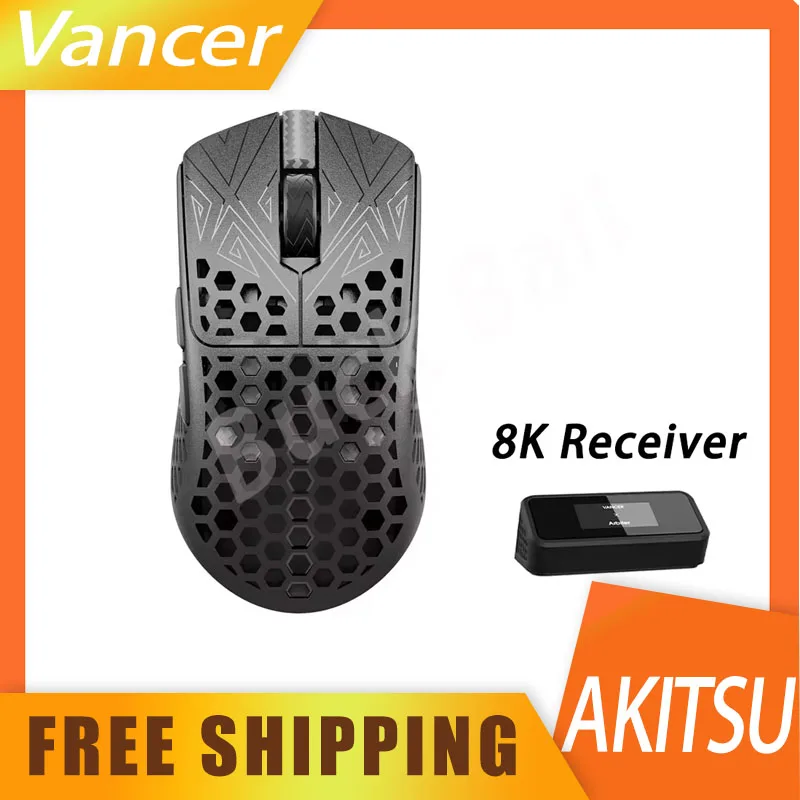 Vancer Akitsu Carbon Fiber Mouse Paw3395 Two Mode 8k Wireless Gaming Mouse Custom Low Delay Gaming Mouse Pc Gamer Accessories