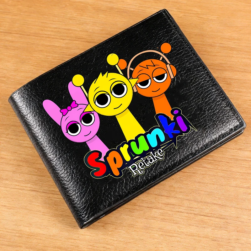 

Sprunkis Pu Leather Wallets Game Pinki Oren Billfolds Multi-card Slot Folding Card Holders Cartoon Boys Girls Short Purses Gift