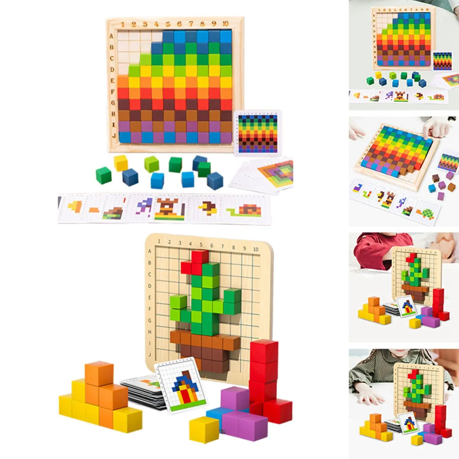 Décennie s de construction en bois pour enfants, cubes colorés, salle d'irritation de la motricité fine, tout-petits, cadeau d'anniversaire pour garçons et filles, 3 ans, 4 ans, 5 ans