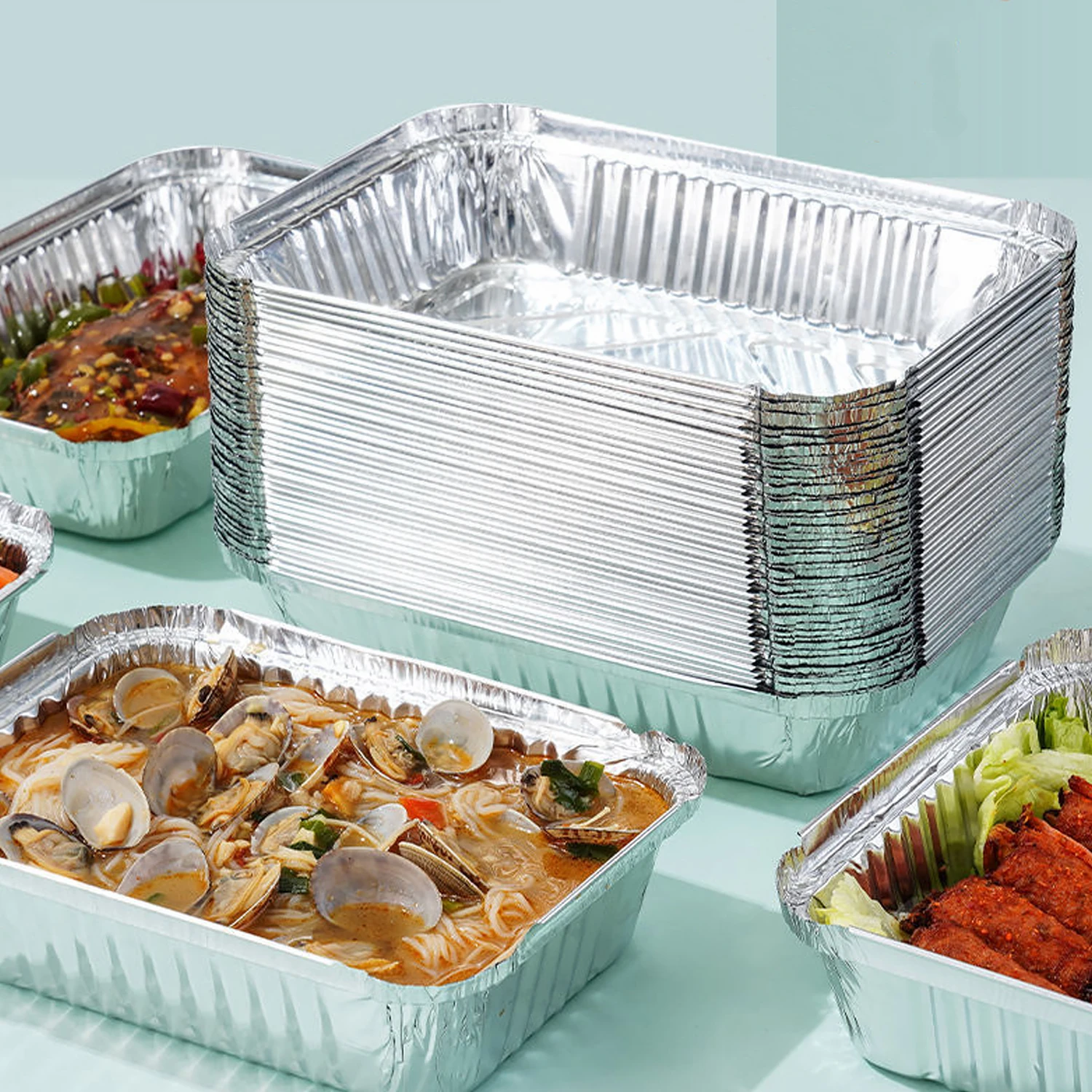 30Pcs Disposable aluminum foil Non stick aluminum foil baking tray Very suitable for cooking, heating, storing, preparing food