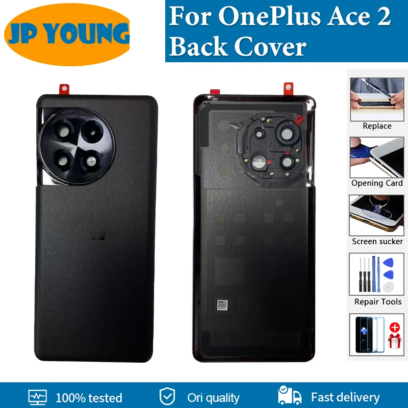 Original New Back Glass For OnePlus Ace 2 Battery Back Cover PHK110 Housing Door With Camera Frame Lens Repair Replacement