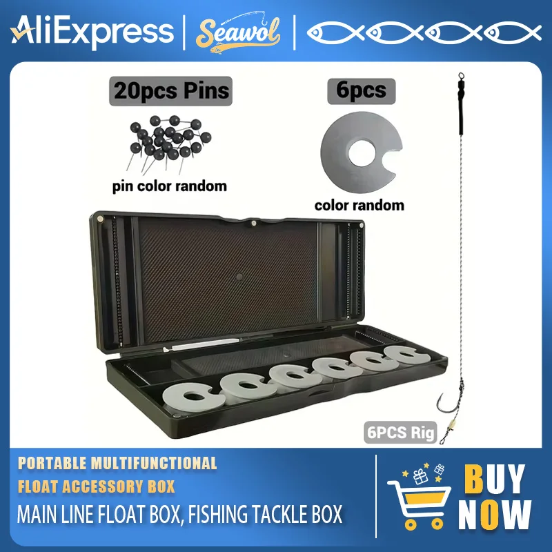 

Двусторонний органайзер для рыболовных лесок, универсальный набор с 6 лесками-поводками, портативный ящик для хранения снастей для рыболовов