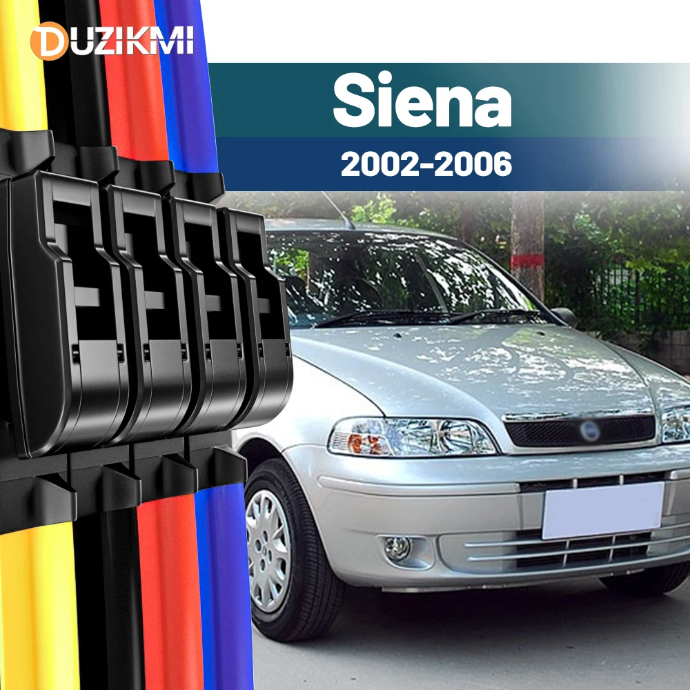 

For Fiat Siena 2002-2006 2003 2004 2005 2pcs Front Windshield Windscreen Wiper Blades Red Blue