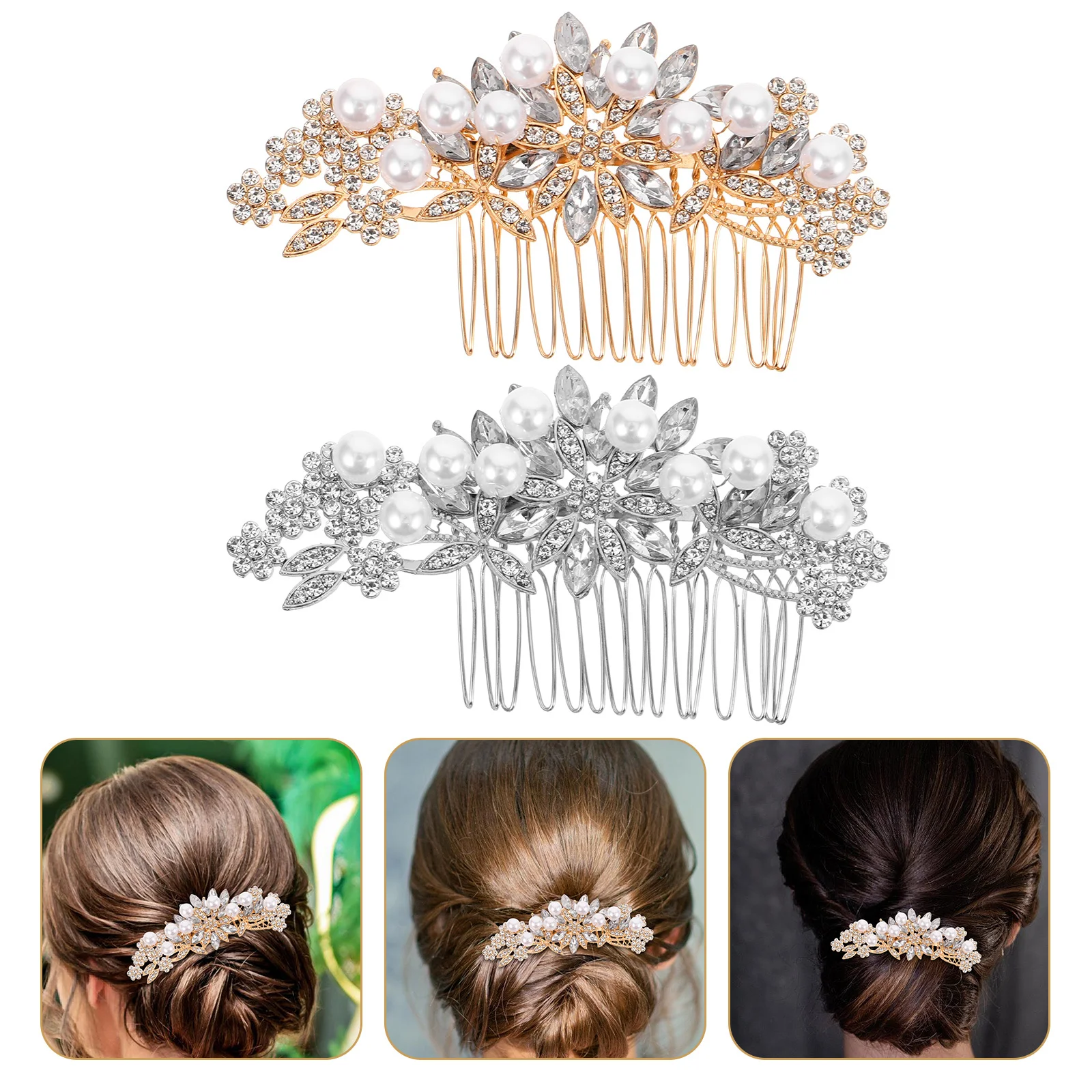 

2Pcs Wedding Bridal Hair Combs Sparkly Handmade Alloy Side Combs Bride Hair Pieces for Wedding Ceremony Comb for Bridal