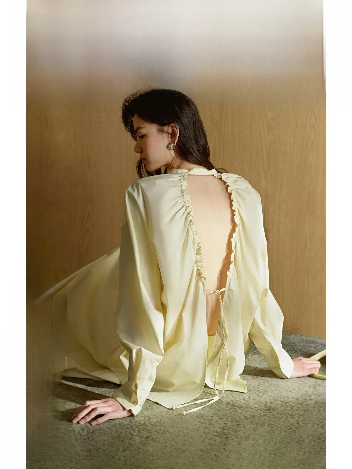 

Romantic Hollow out Design irt Ele Ba Dstring ZHIZHI Spring New Sle Vaion Feel Cotton Blend Long Sve Women...