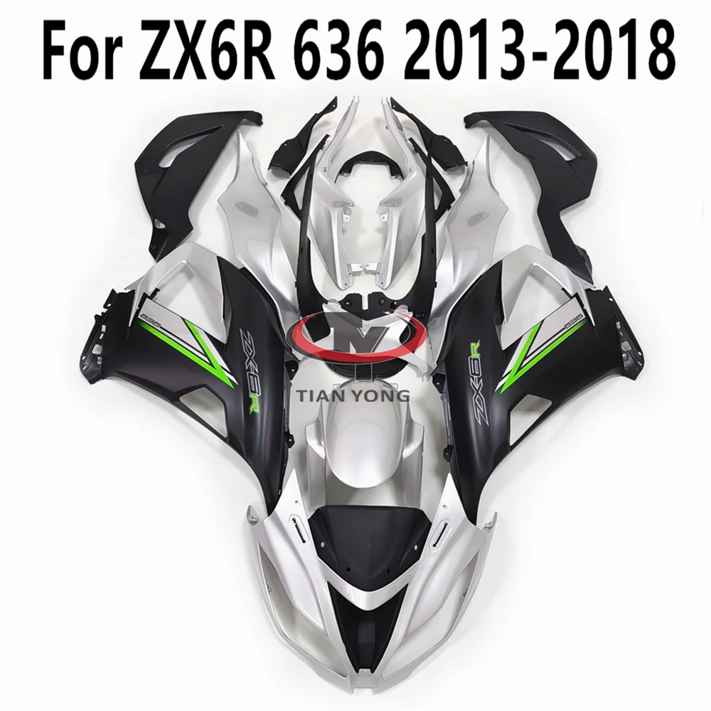 

Full Fairing Kit Bodywork Cowling For Kawasaki ZX6R ZX 6R 636 2013-2014-2015-2016-2017-2018 Green Black Matte Glossy Print