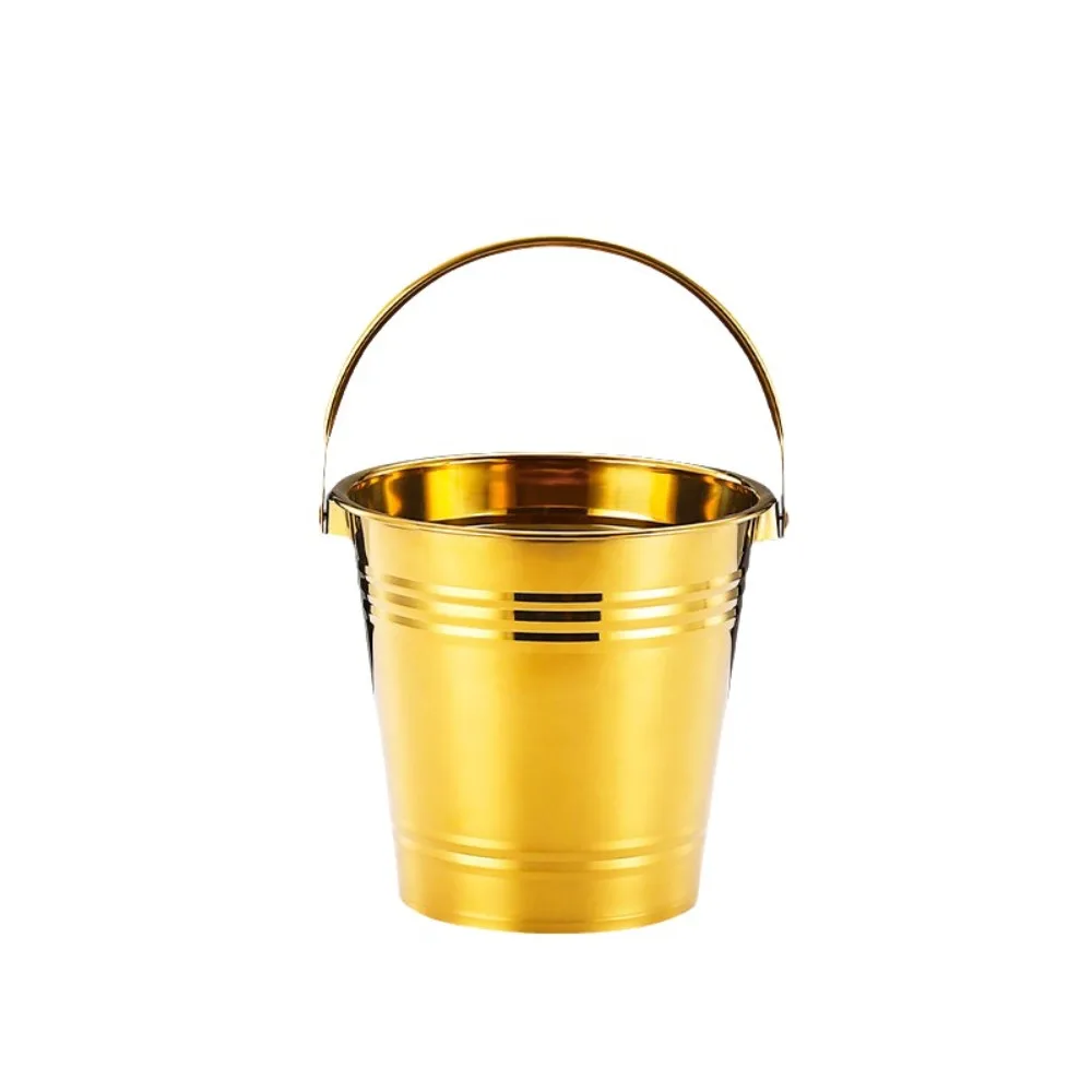 

Creative Multifunctional Stainless Steel Ice Bucket Thickened with Handles Champagne Bucket Round Portable Beer Bucket Bar