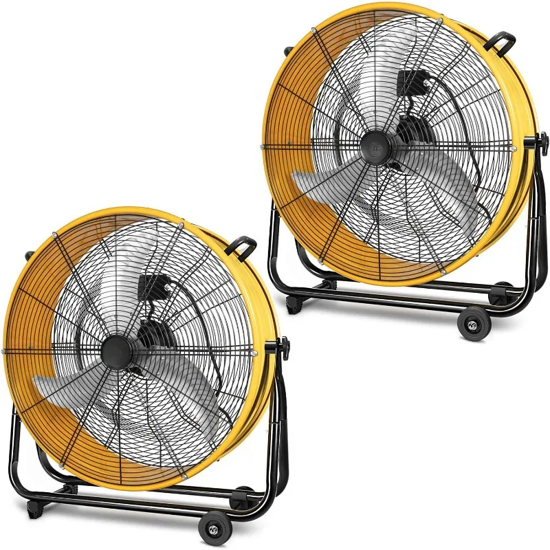 24 Inch Heavy Duty Metal Industrial Drum Fan, 3 Speed Air Circulation for Warehouse, Greenhouse, Workshop, Patio