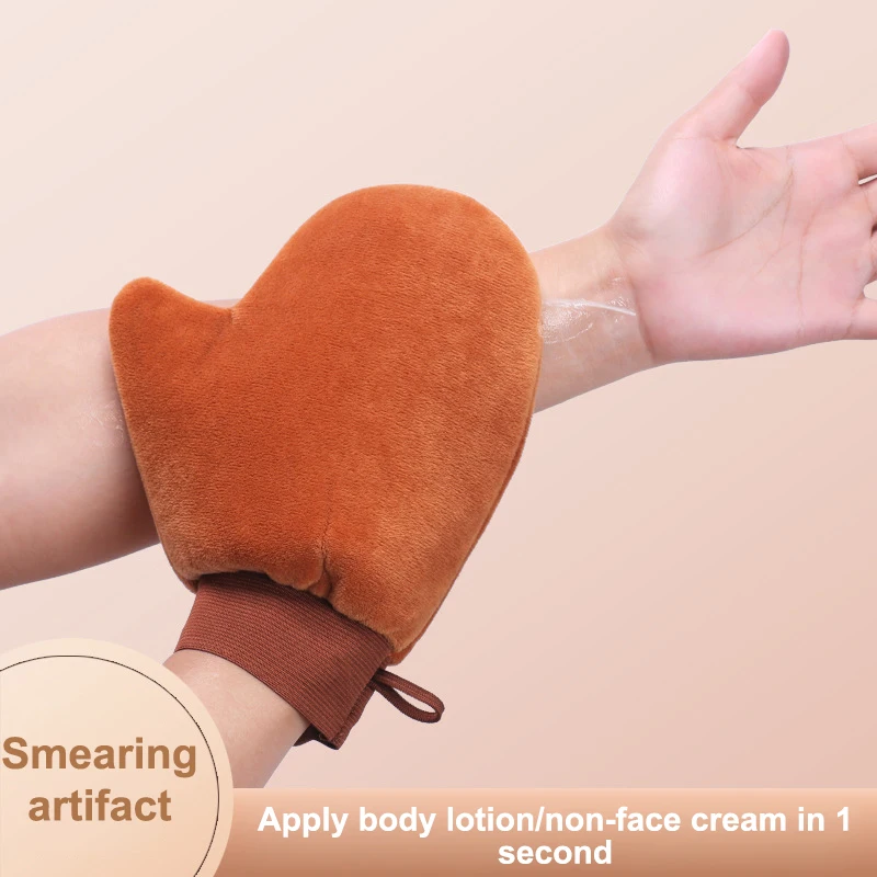 {Ali-CC22} قفاز ناعم للتسمير الذاتي للجسم قابل لإعادة الاستخدام على الوجهين، قفاز تنظيف الجسم يمنع أداة توزيع الأيدي اللزجة