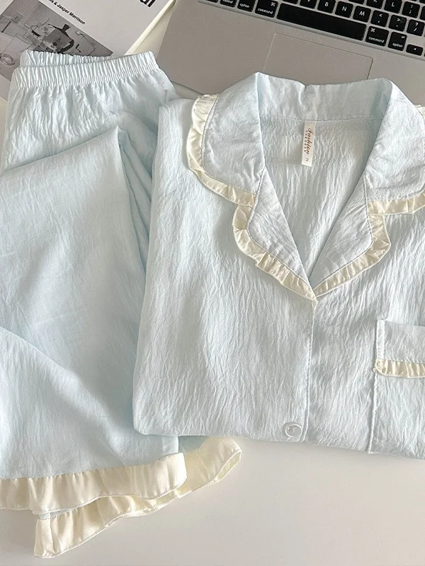 

Cloud Cotton Long Sleeve Sleepwear Women's Style Sweet Lace High-End Sensation Spring Autumn Outdoor Wear Home Clothes