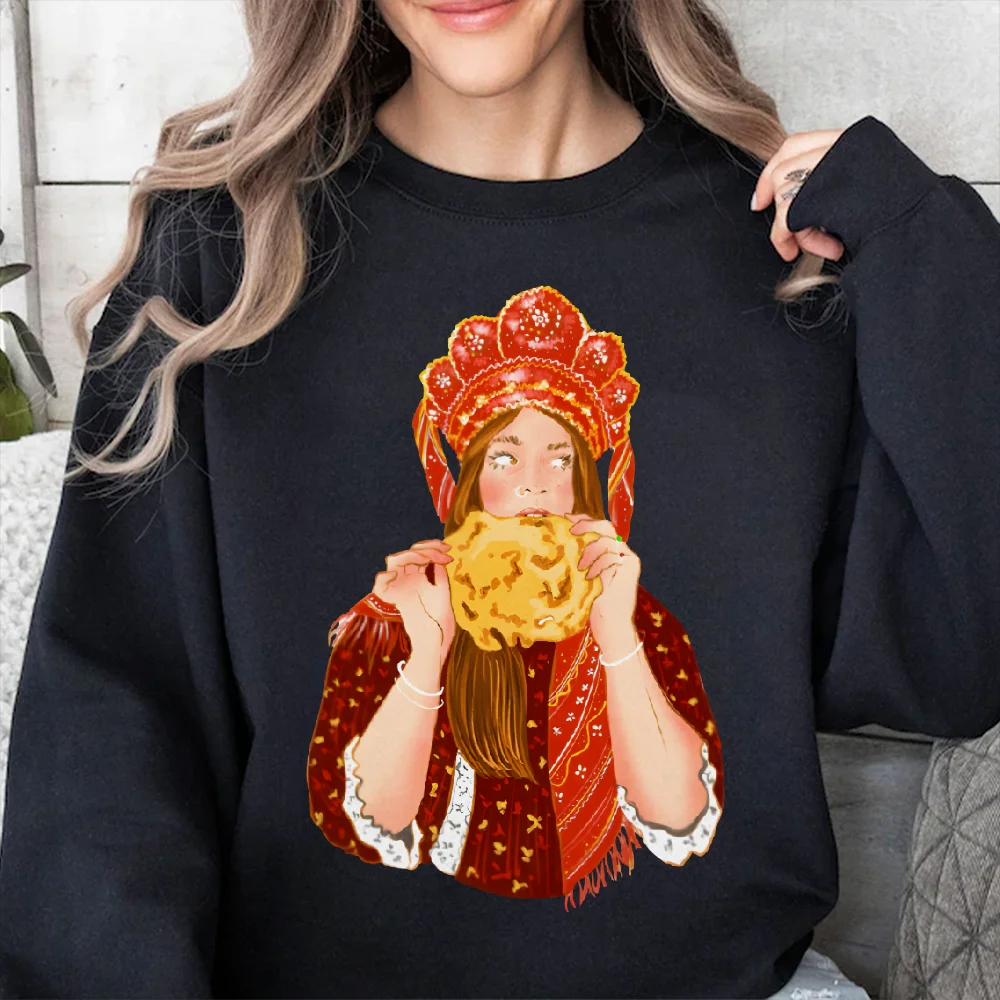 Moletom menina pão aconchegante folk gráfico casual wear y2k na moda macio oversize roupas design quente vibe estilo artístico moletom