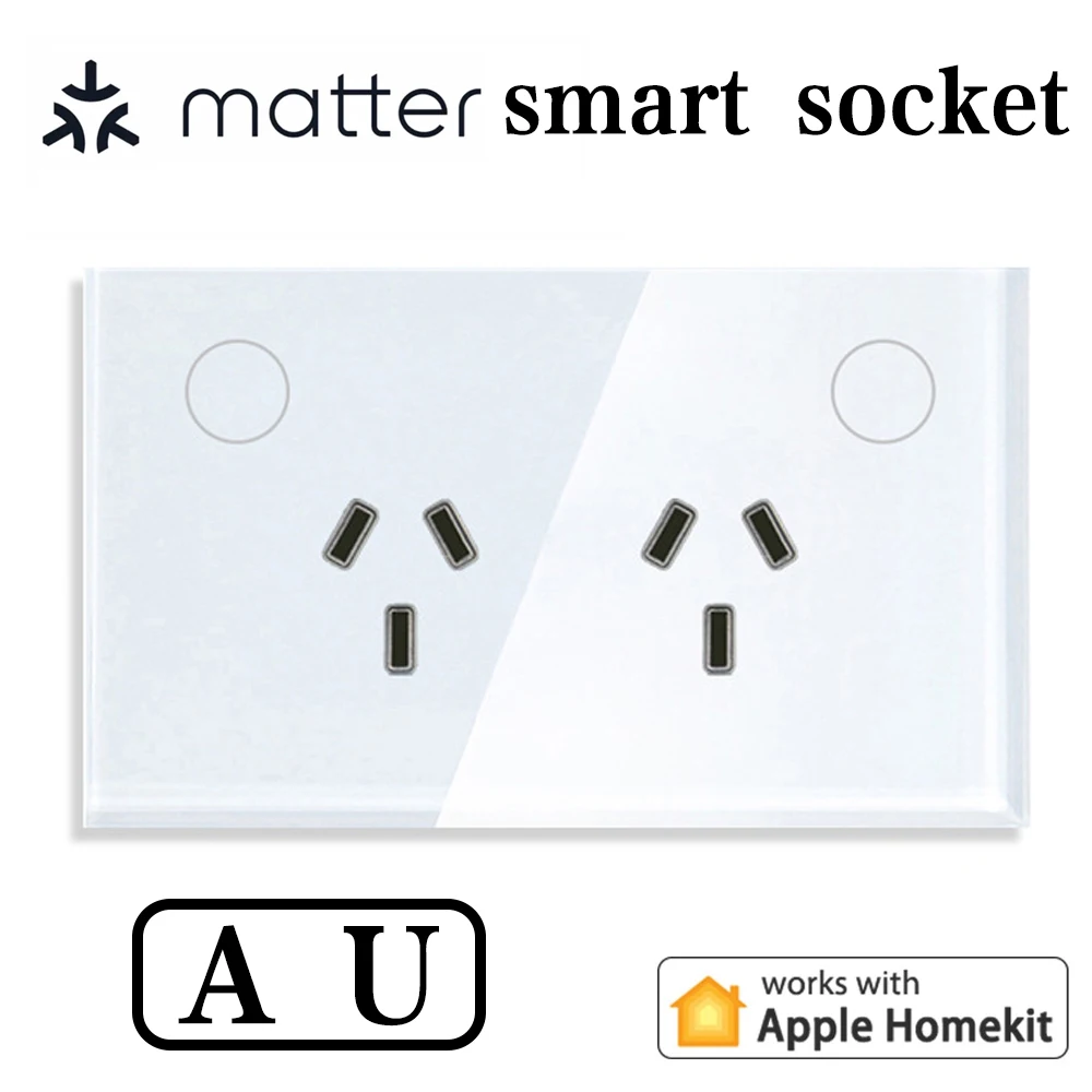 Matter WIFI Smart Wall Socket SAA AU Electrical Plug Outlet 10A Power Touch Switch Wireless Remote Contorl by Alexa Google Home