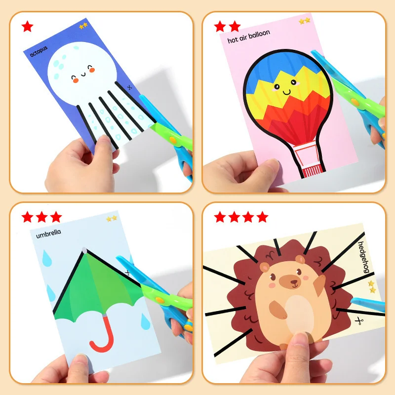 Handmade Paper Cuttings Interesting Origami Suit Animal/ Plant/ Food Patterns Including Scissors Parent-child Interactive Toys view 4