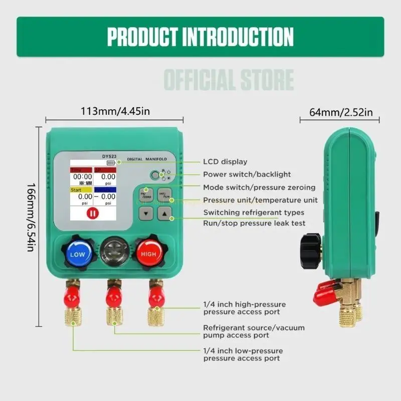 

Vacuum Pressure Gauge Digital Manifold Diagnostic Tool Electronic Air Conditioning Refrigerants Meter for Auto Repairing