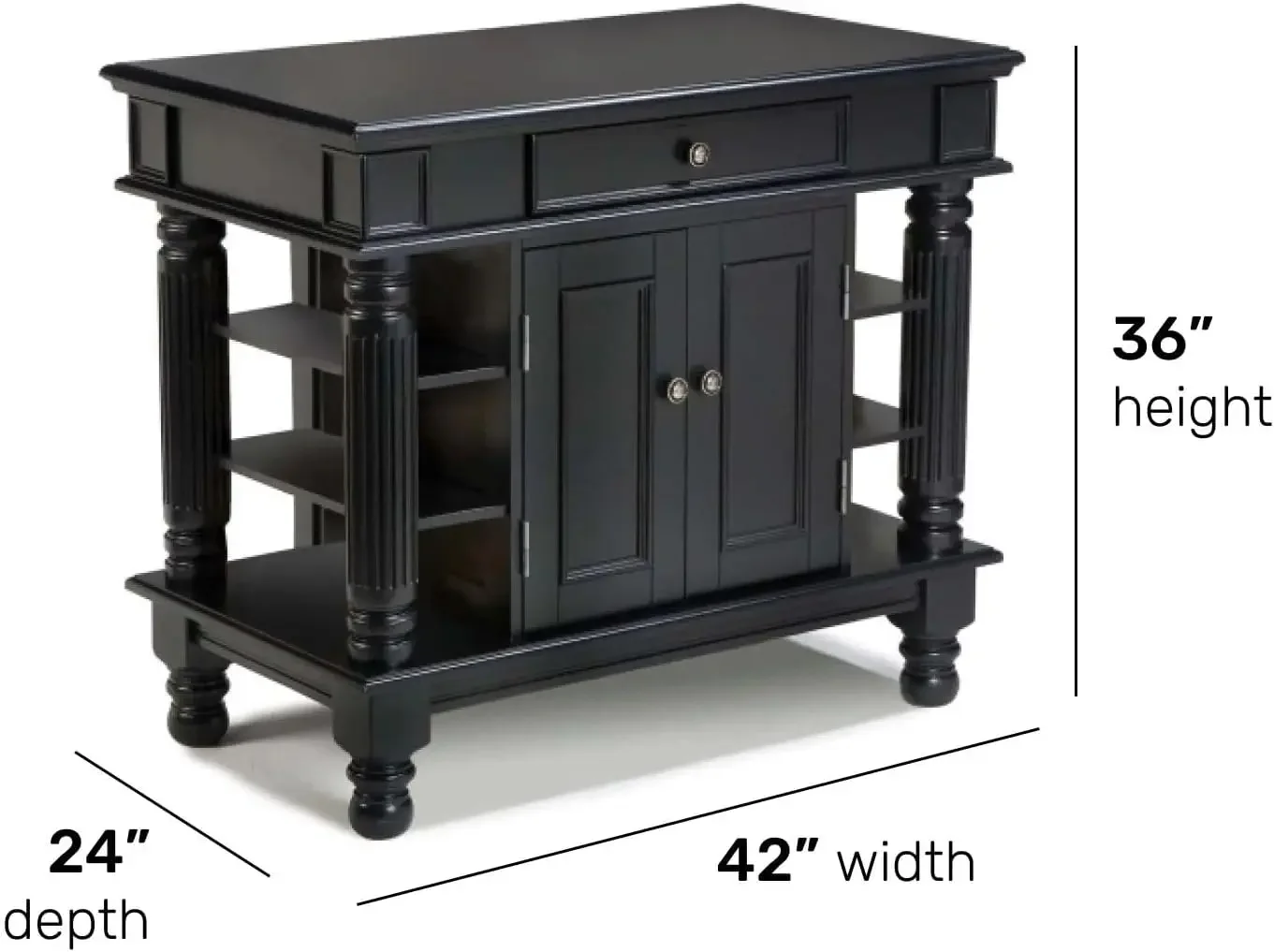 เกาะครัว Americana Black พร้อมชั้นวางแบบเปิด