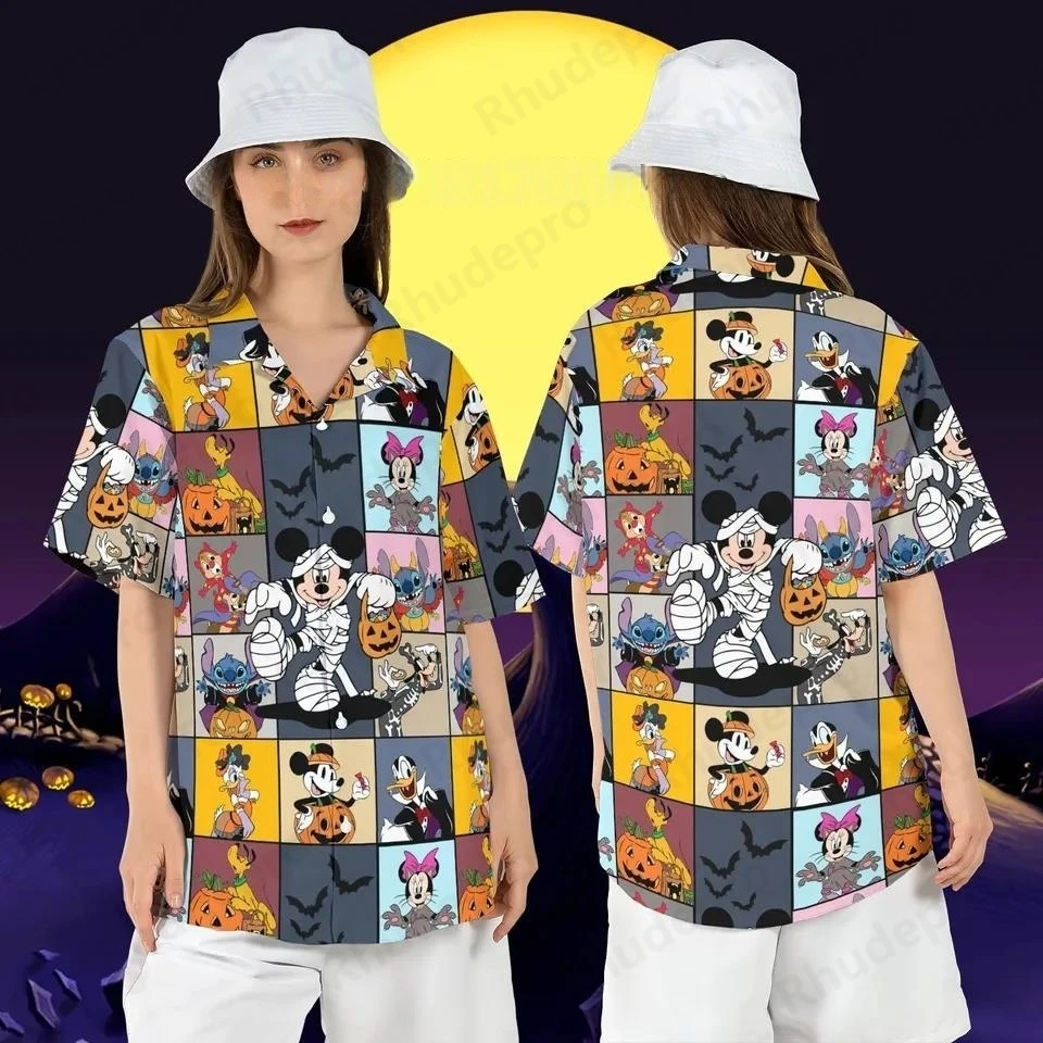 

Disney 2025 New Mickey Friends Halloween Pumpkins Hawaiian Shirt Disneyland Halloween Button Shirt Halloween Beach Hawaii Shirt