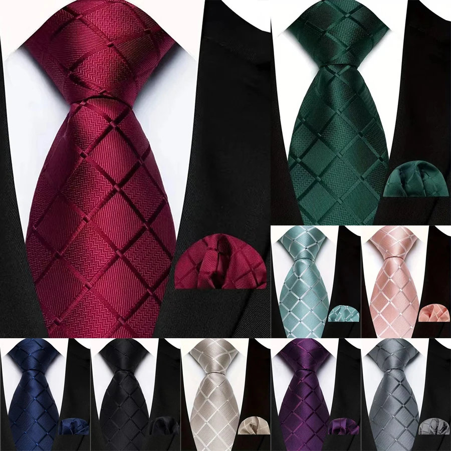 Neues gestreiftes einfarbiges Marineblau-Rot-Lila-Krawatten-Set für Männer, Bräutigam, Hochzeit, Herren-Krawatte, Einstecktuch-Set, Zubehör für Hochzeitsgeschäft