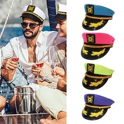 Fashion Embroidered Military Hat Captain Cap Sailor Cap Marine Admiral Cap Adult Military Hat Navy Hat for Fancy Dress