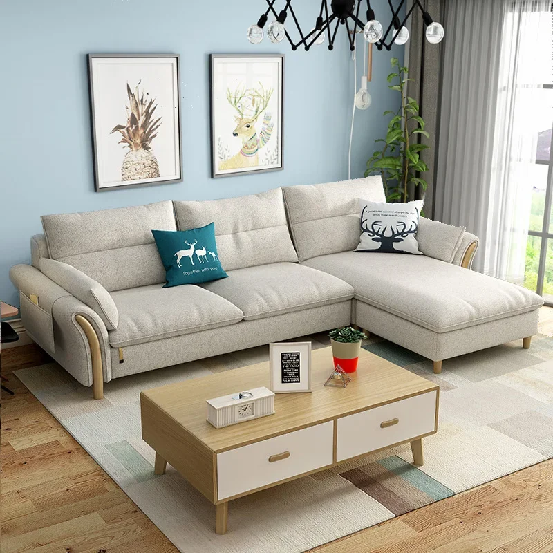 Nordic living room fabric sofa small and medium-sized apartment latex furniture removable and washable apartment rental room