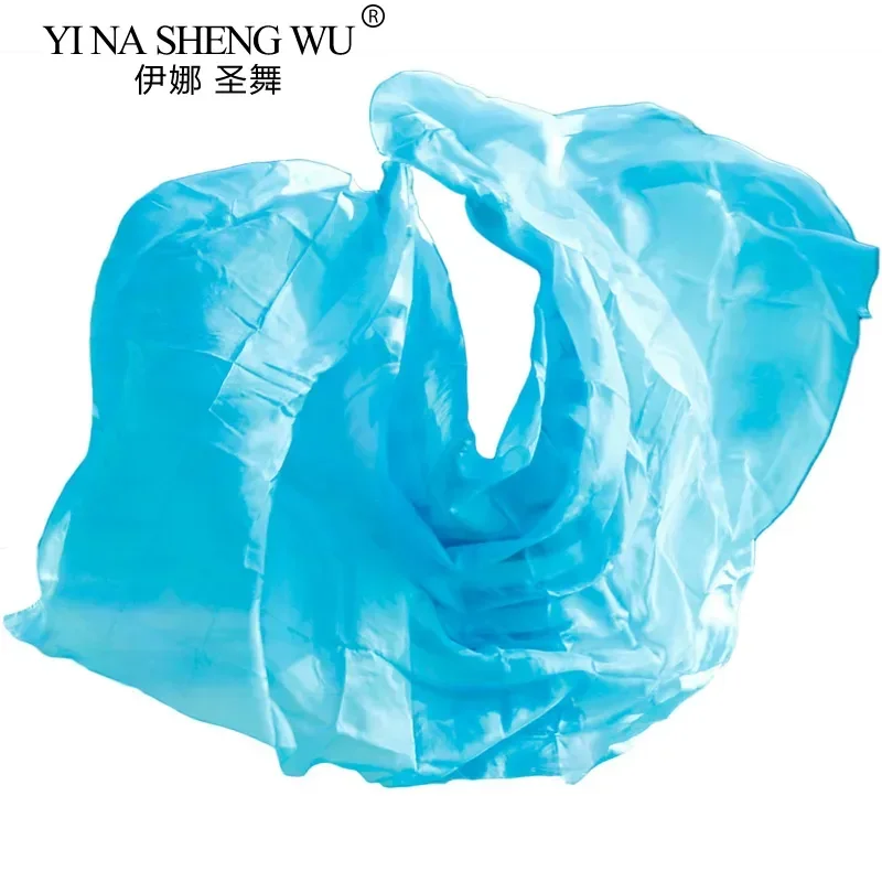 100% الحرير الرقص الشرقي الحجاب الرقص الشرقي وشاح شال حريري لون الفيروز النقي أداء الرقص الشرقي الحجاب الحرير 250/270*114 سم #2