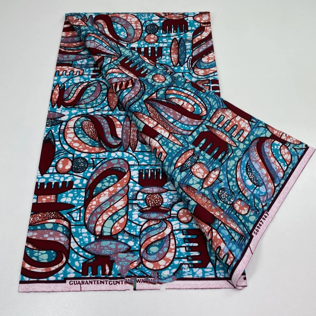 2026 Nowy Styl Nigeriańska Tkanina z Nadrukiem Golden Wax Print – Wysokiej Jakości Afrykańska Tkanina Wax Print do Patchworku, Odzieży i DIY „3C4”