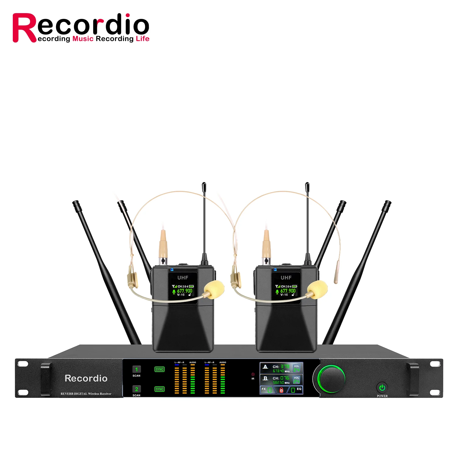 GAW-ST450 ميكروفون لاسلكي احترافي ثنائي القناة UHF بطول 150 مترًا مع ميكروفون أداء وظيفة EQ FX #5