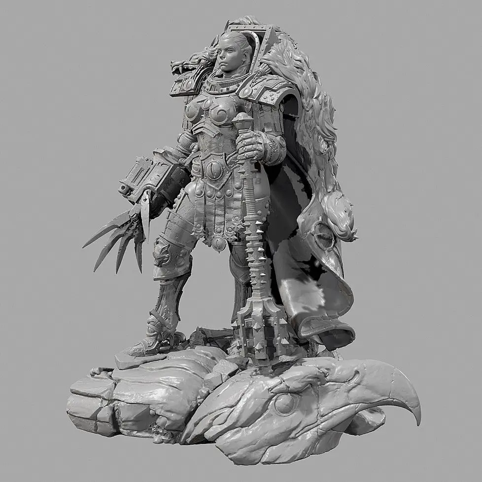 50mm 75mm 90mm Female General Warrior White Model Blank Sculpture DIY Coloring 3D Printed Figurines Miniatures view 3