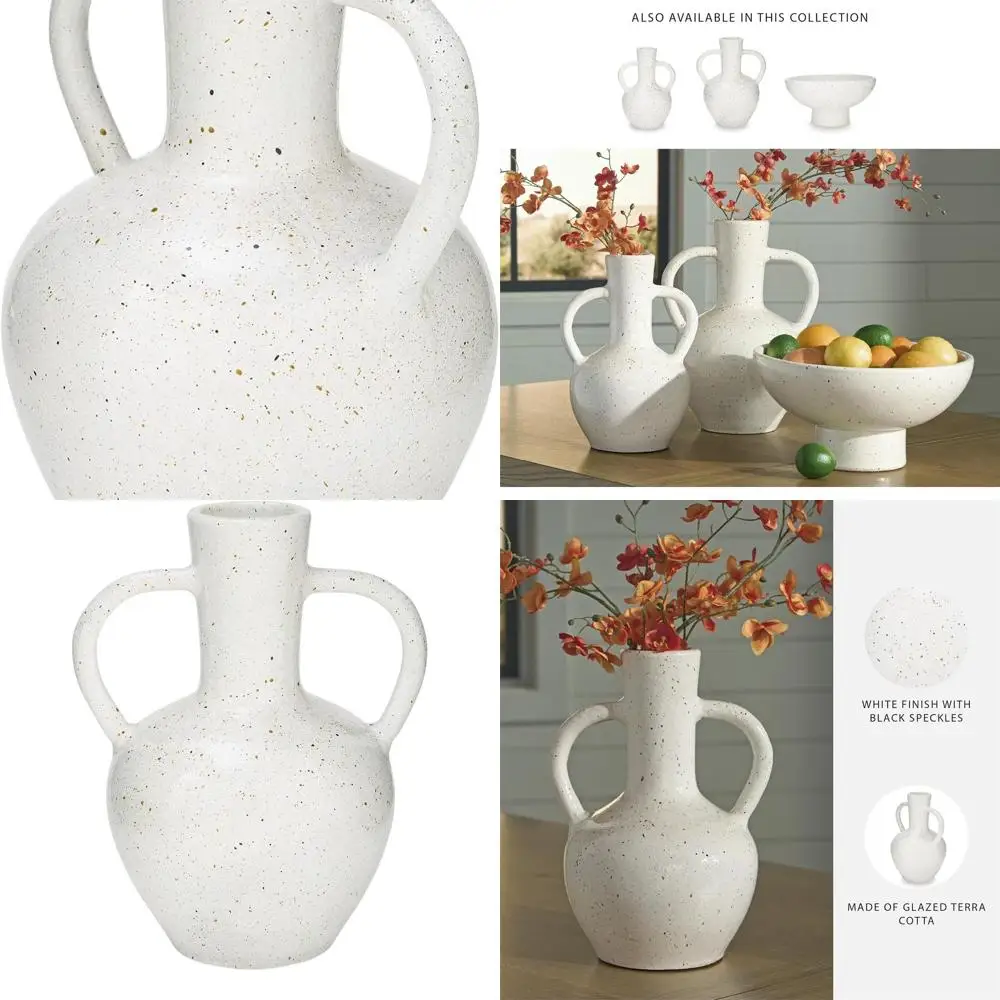 

Handle-Mounted Casual Vase in White and Black