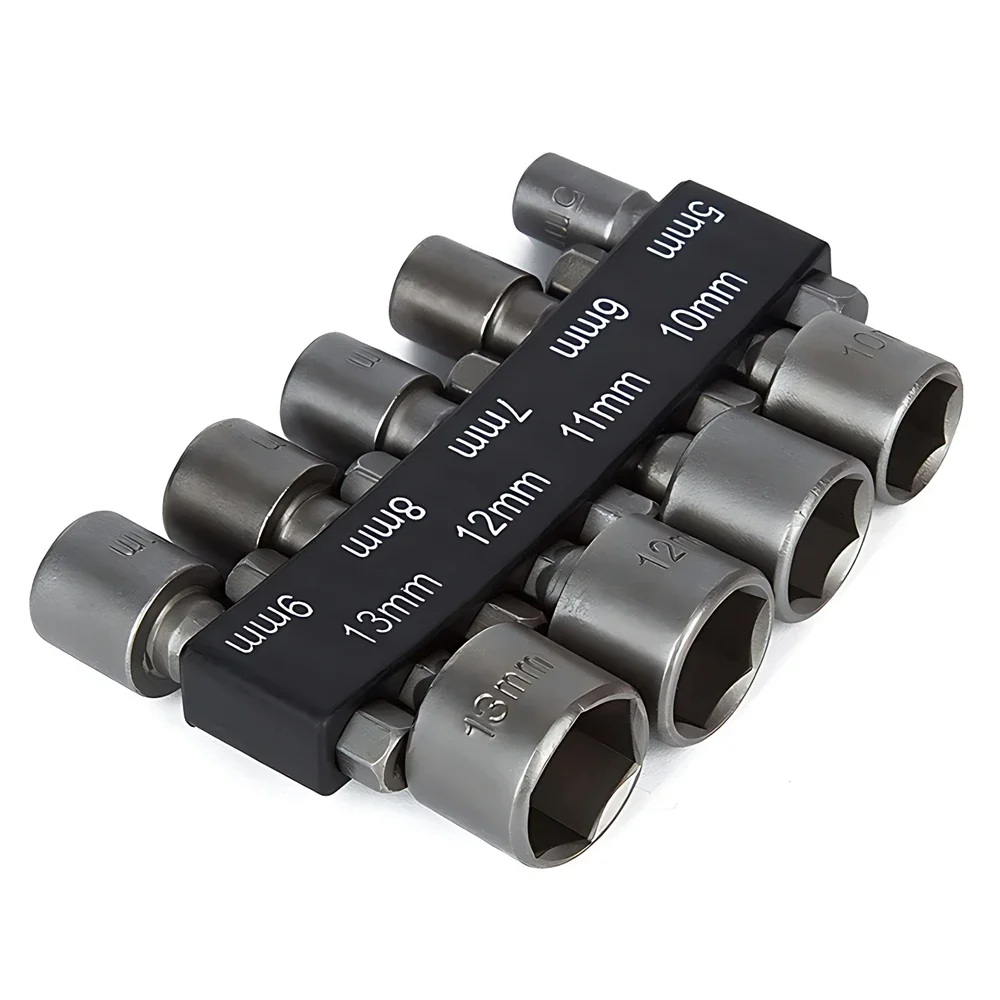 5-13mm Hex Socket Screw Sleeve Nozzles Nut 1/4in Hexagonal Nut Driver Drill Adapter Screwdriver Set Bits Sets Hand Tools 9Pcs