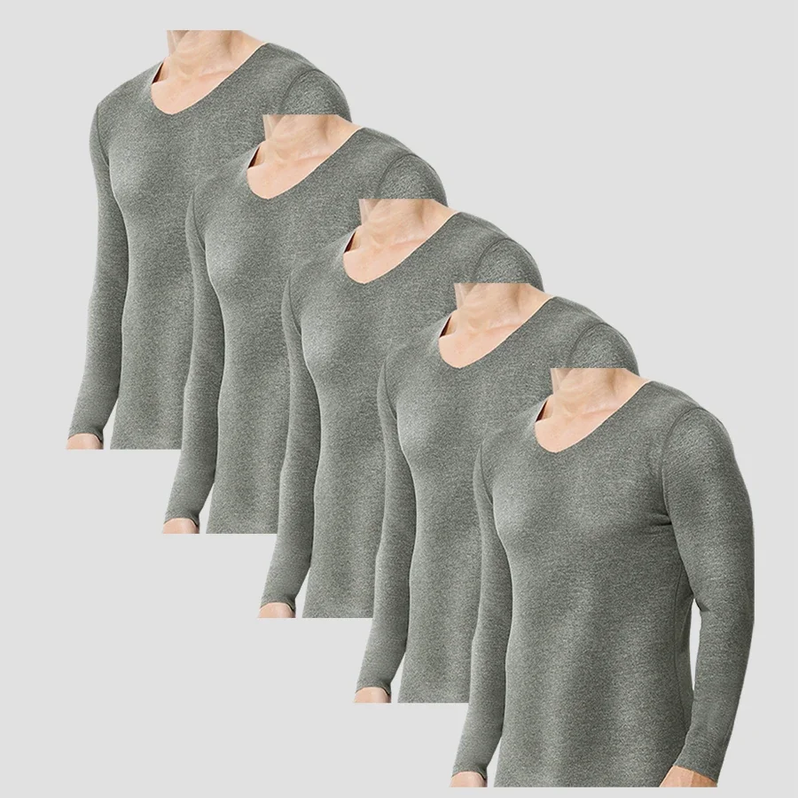 

5PCS Men's seamless thermal underwear set. It has a V - neck design, is thickened and fleece - lined. It is suitable for winter