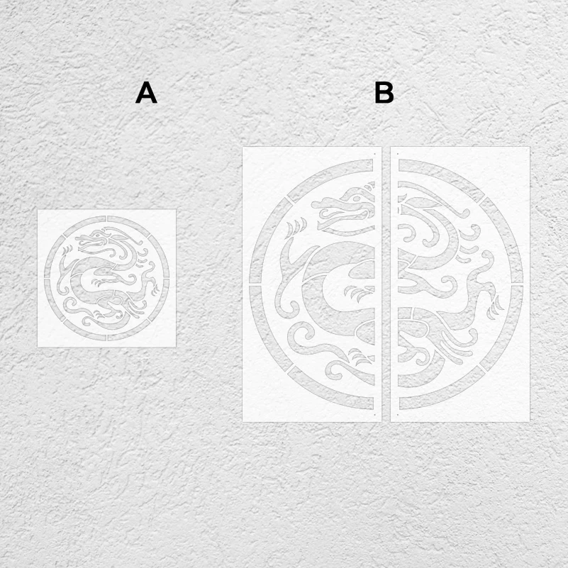 40cm - 80cm Stencil For Painting Decor Wall Decorative Putty Template Target Brick Extra Dragon Traditional Retro Ancient S465