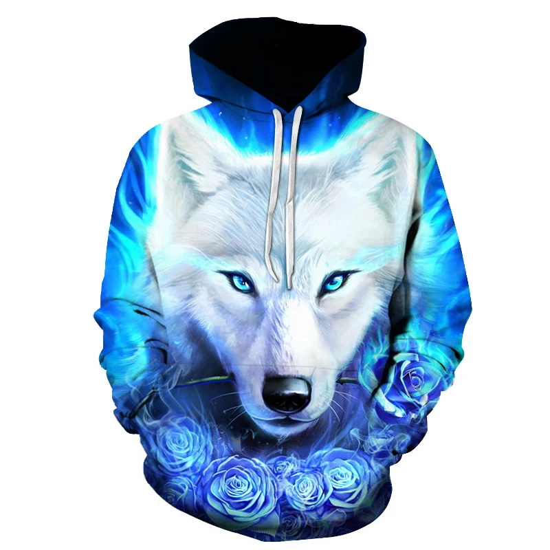 

Funny 3D Wolf Print Hoodies For Men Hip Hop Trend y2k Clothes Autumn Winter Casual Sweatshirts Fashion Oversized Hoodie Men Tops