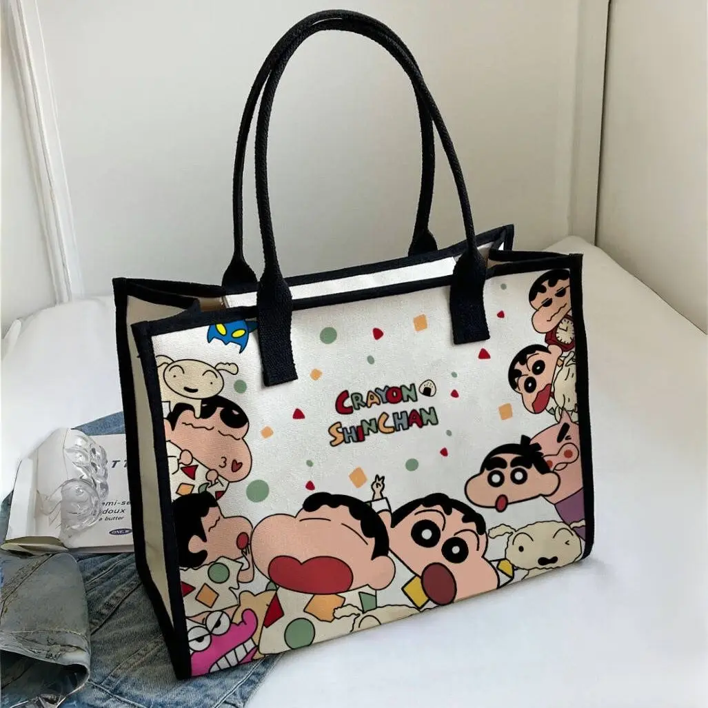 CrayonShin-chan Women Vintage Handbag Canvas Teenager Shoulder Tote Bags Messenger Bags Ladies Casual Handbag Crossbody Purse