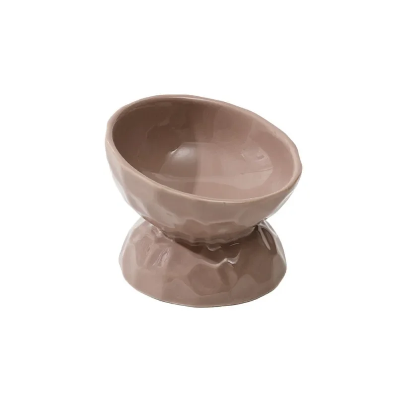 Pet ceramic high-foot cervical spine oblique bowl cat and dog bowl grain cat bowl drinking water supplies