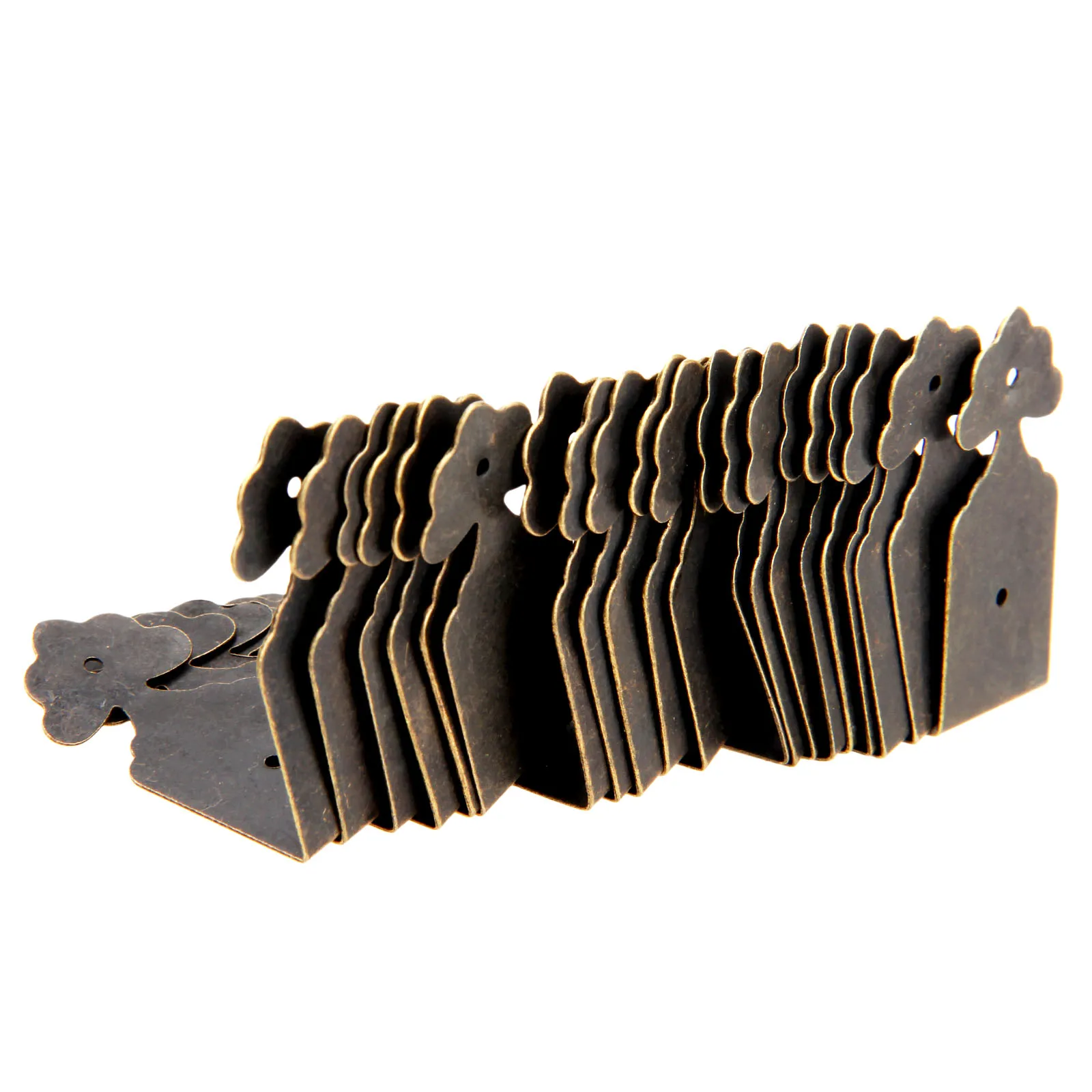 20Pcs Antique Bronze Decorative Jewelry Box Wood Case Feet Leg Corner Protector Decorative Furniture Leg Corner Guard with Nails