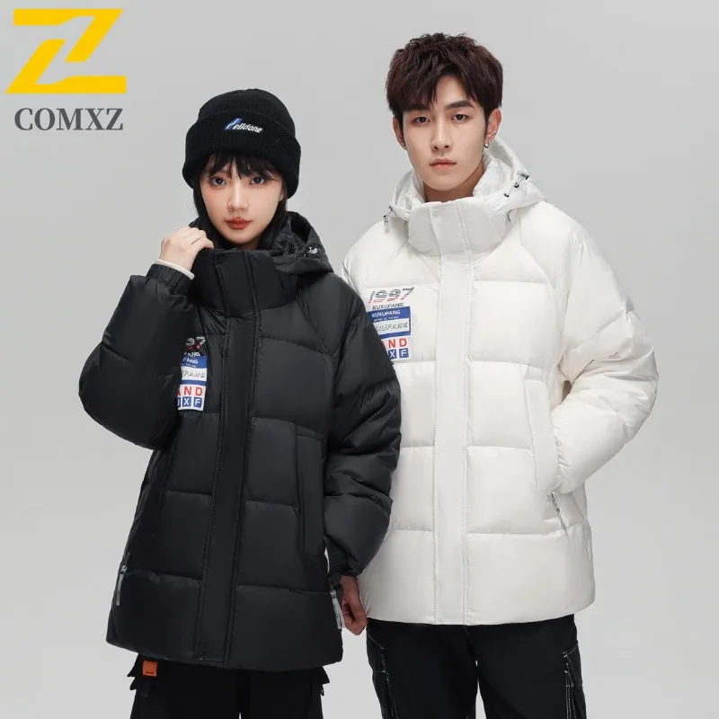 

COMXZ 2025 High Quality Padded Coat Men Plus Size Winter Loose Cross Border Hooded Padded Jacket Puffer outdoor windbreaker
