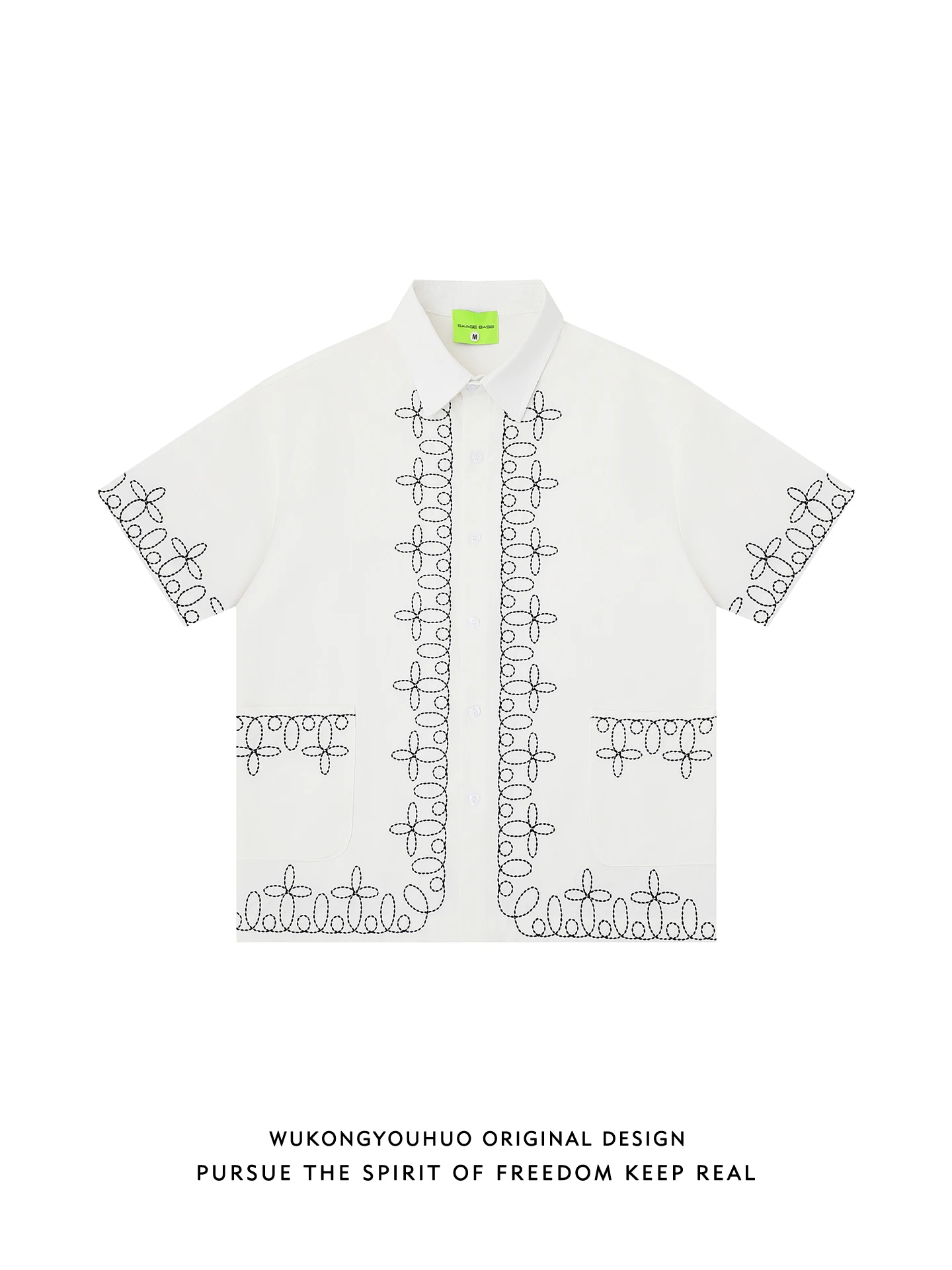 

Casual Sle Embroidered ort Sve Men's irt Vintage Loose Fit Summer Wearable Youth Culture Design f Sve irt