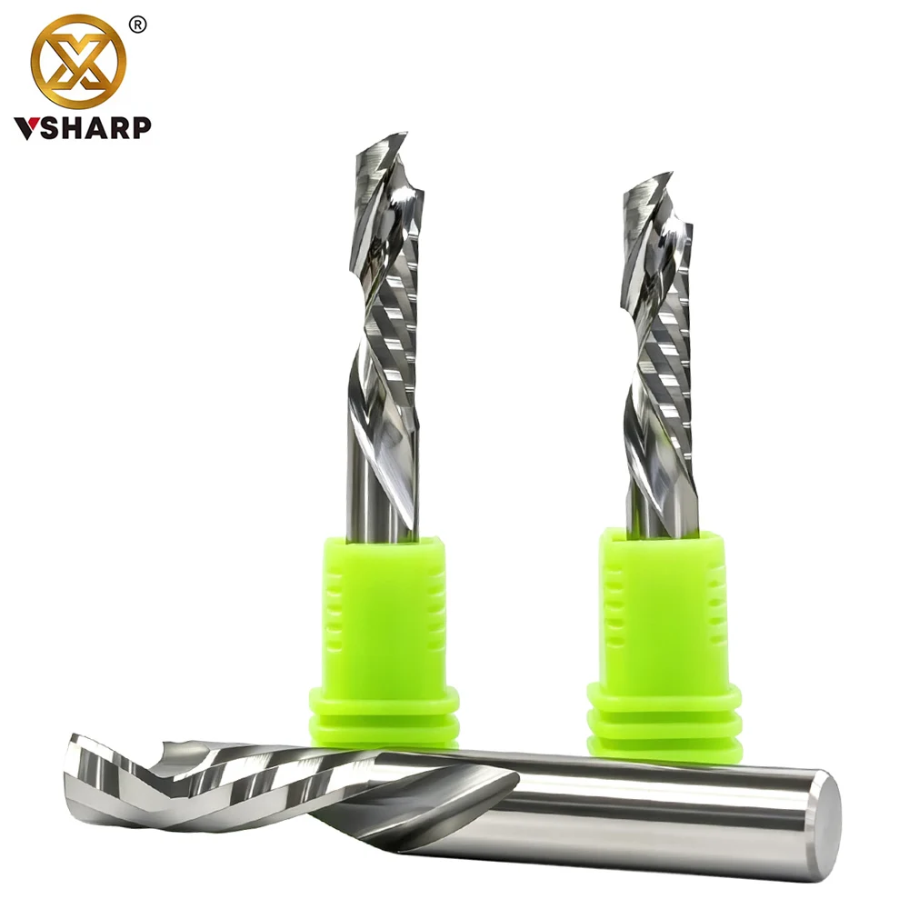 One Flute UP & DOWN Spiral Endmill CNC Engraving Router Bit for MDF Compression Wood