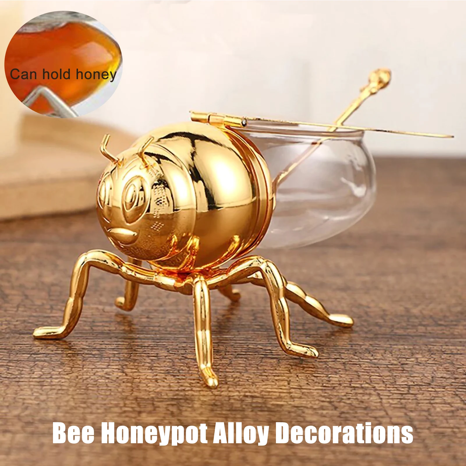 1 pc Transparent Seasoning Honey Storage Jar Durable Multi-function Honeybee Shape Honey Container Kitchen Spice Jar with Spoon