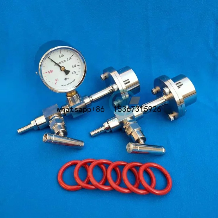 

30mm diameter Vacuum Quartz tube Sealing Flange Assembly for Tube Furnace with Valve / Vacuum Meter