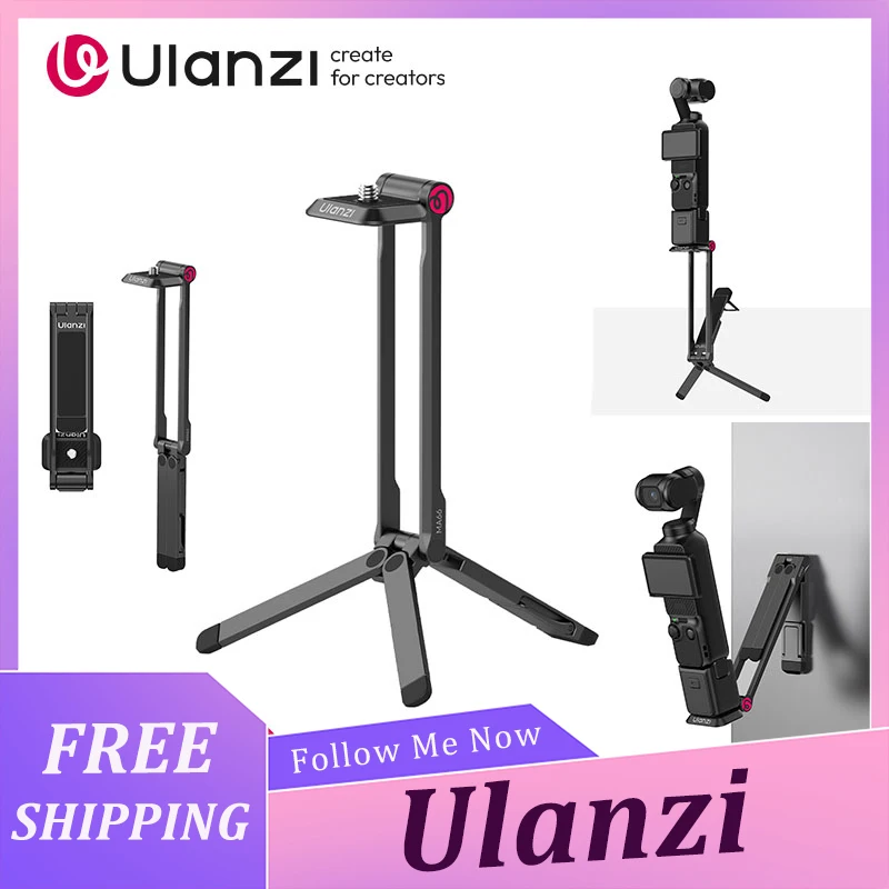 Ulanzi MA66 Tripod Magnetic Quick Release Foldable Selfie Stick Handle Tripod with Hidden Hook for Travel for DJI Pocket 3/4
