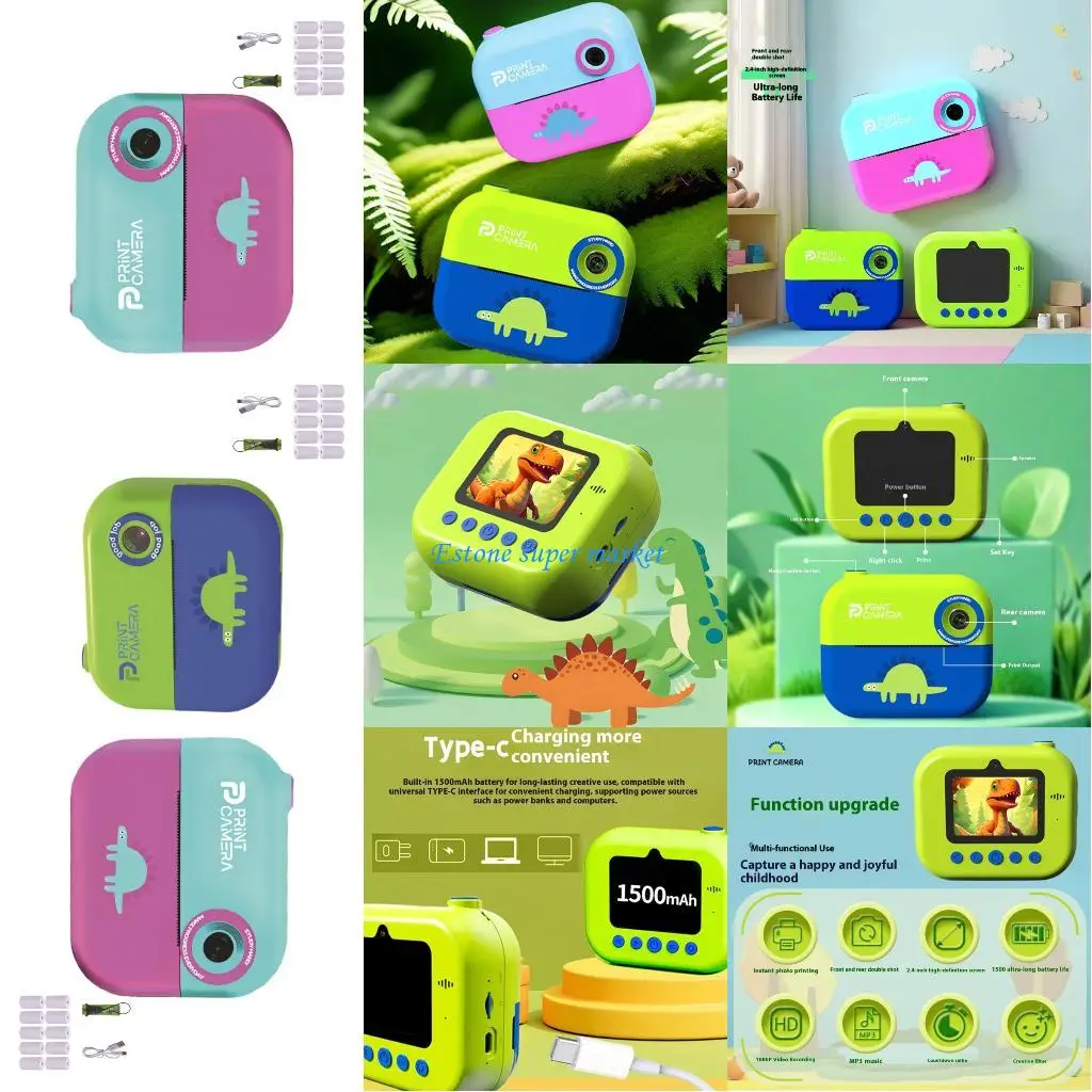 090B Kreatywny strzelający aparat zabawkowy dla dzieci Natychmiastowy wydruk zdjęcia 16 pamięci Zbudowane w konkursach USB