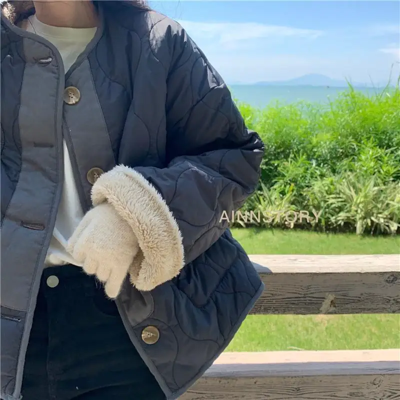 Small Man Wearing Dia Grid Cotton In Both Front And Back, Women's 2024 New Versatile Early Winter Warm Plush Jacket Trend