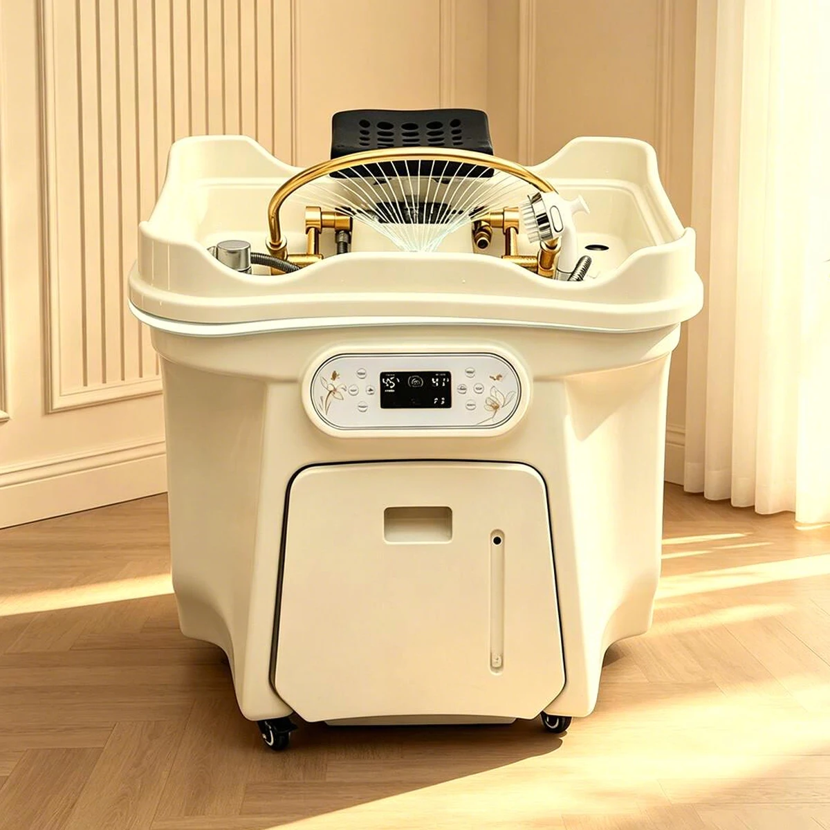 

Mobile Shampoo Bowl Head Therapy Sink Thermostatic Circulating Water Head Spa Basin, Free of Water Line for Barber Beauty Salo